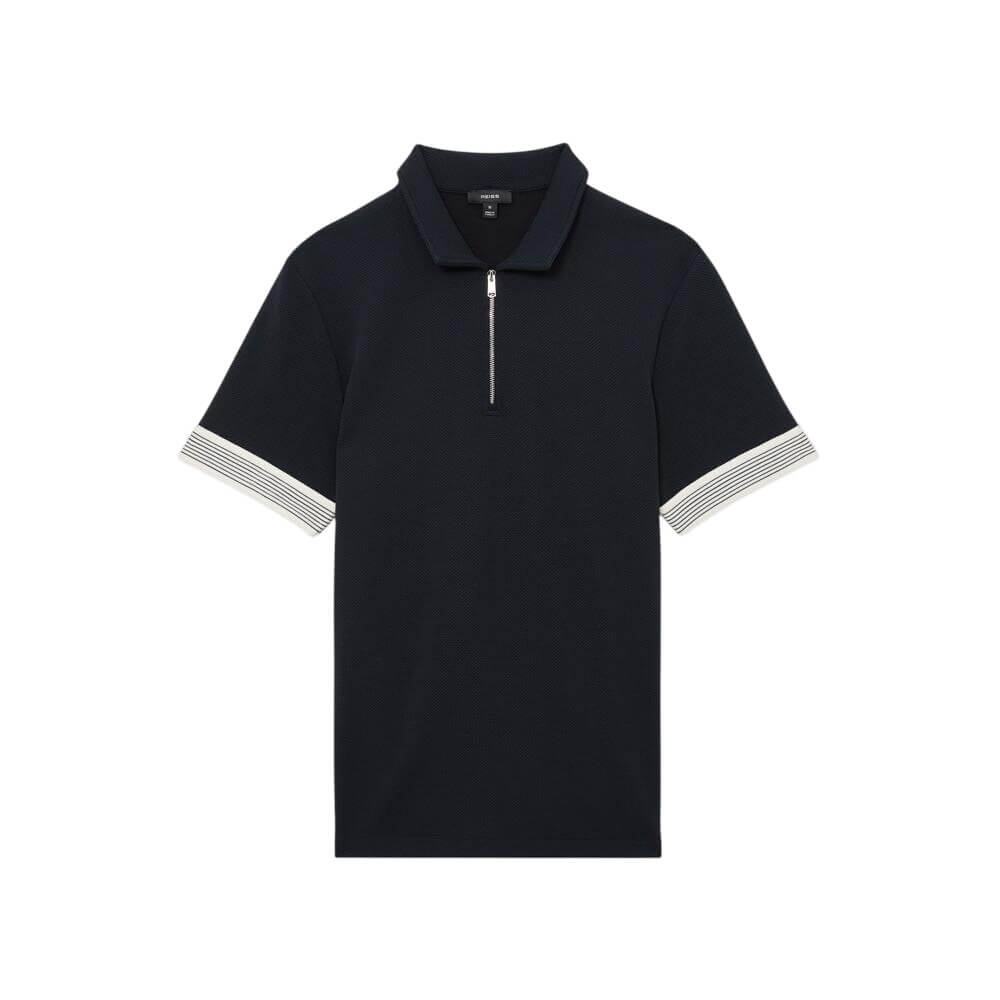 REISS Bruno Sleeve-Trim Half-Zip Polo Shirt